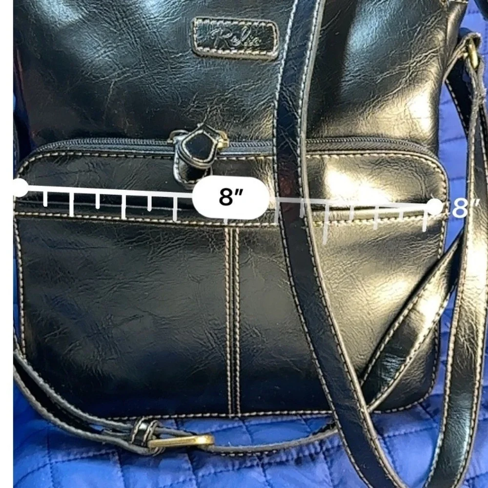 Relic Black Faux Leather Crossbody Bag Shoulder Bag Adjustable Strap Zip Pockets